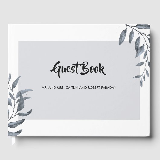 Dusty Blue Eucalyptus Gästebuch (Vorderseite)