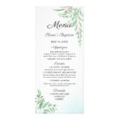 Dusty Blue Eucalyptus Greenerity Baptism Menu Card Werbekarte (Vorne)