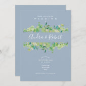 Dusty Blue Eucalyptus Greenerity Garland Wedding Einladung (Vorne/Hinten)