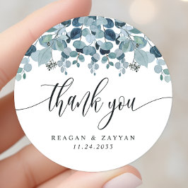Dusty Blue Eucalyptus Greenerity Wedding Vielen Da Runder Aufkleber