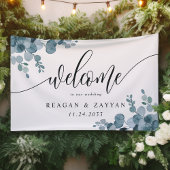 Dusty Blue Eucalyptus Greenerity Wedding Willkomme Banner