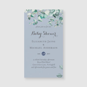 Dusty Blue Eucalyptus Greenery BABY SHOWER lädt ei Magnetkarte
