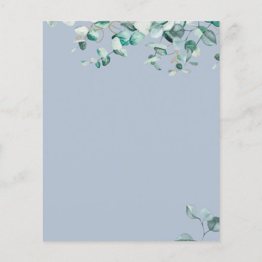 Dusty Blue Eucalyptus Greenery Blank TEMPLATE Flyer (Hinten)