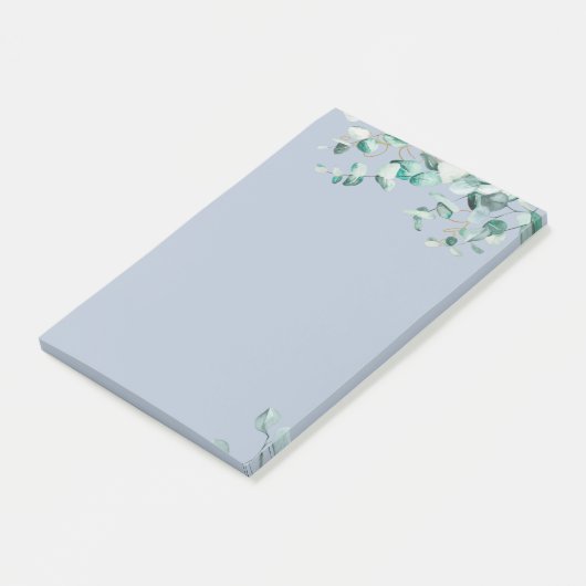Dusty Blue Eucalyptus Greenery Blank TEMPLATE Post-it Klebezettel (angewinkelt)