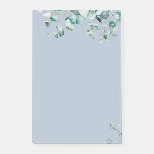 Dusty Blue Eucalyptus Greenery Blank TEMPLATE Post-it Klebezettel (Vorderseite)