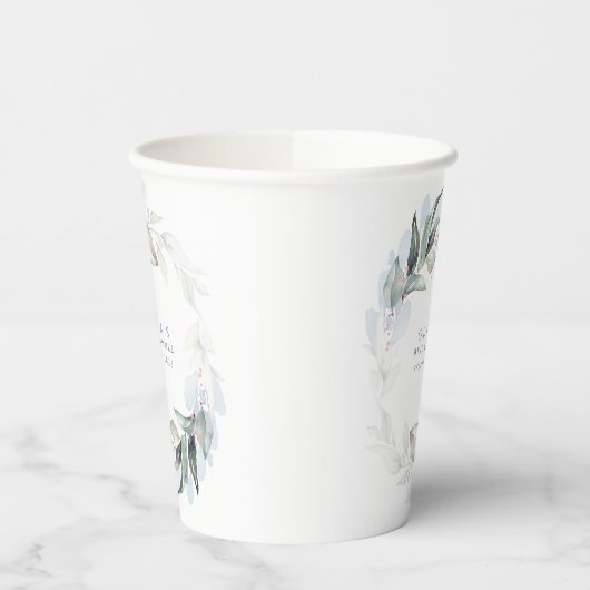 Dusty Blue Eucalyptus Greenery Boho Brautparty Pappbecher (Links)