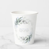 Dusty Blue Eucalyptus Greenery Boho Brautparty Pappbecher (Vorderseite)