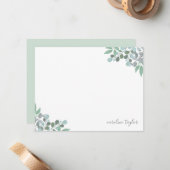 Dusty Blue Eucalyptus Greenery Boho Stationery Mitteilungskarte (Vorderseite/Rückseite Beispiel)