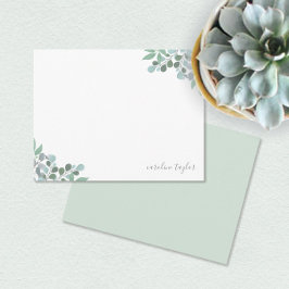Dusty Blue Eucalyptus Greenery Boho Stationery Mitteilungskarte