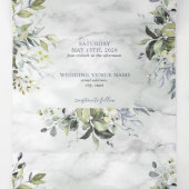 Dusty Blue Eucalyptus Greenery Botanischer Marmor Dreifach Gefaltete Einladung (Innenseite Mitte)