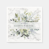 Dusty Blue Eucalyptus Greenery Botanischer Marmor Serviette (Vorderseite)