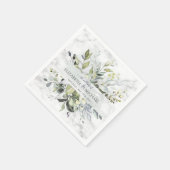 Dusty Blue Eucalyptus Greenery Botanischer Marmor Serviette (Ecke)
