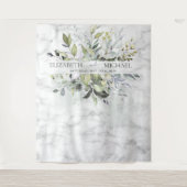 Dusty Blue Eucalyptus Greenery Botanischer Marmor Wandteppich (Vorderseite)