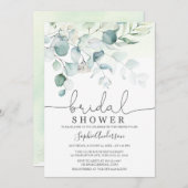 Dusty Blue Eucalyptus Greenery Brautparty Einladung (Vorne/Hinten)