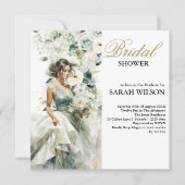 Dusty Blue Eucalyptus Greenery Brautparty Einladung (Vorderseite)