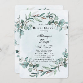 Dusty Blue Eucalyptus Greenery Brautparty Einladung