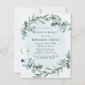 Dusty Blue Eucalyptus Greenery Brunch & Bubbly Einladung (Vorderseite)