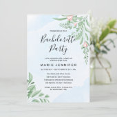 Dusty Blue Eucalyptus Greenery Junggeselinnen-Absc Einladung (Stehend Vorderseite)