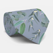 Dusty Blue Eucalyptus Greenery Pattern Krawatte (Gerollt)