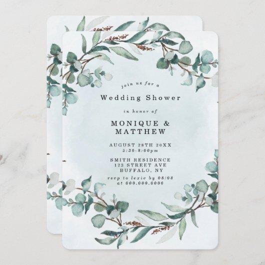 Dusty Blue Eucalyptus Greenery Polterabend (Vorne/Hinten)