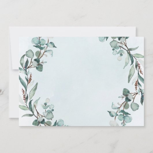 Dusty Blue Eucalyptus Greenery Probe Dinner Einladung (Rückseite)