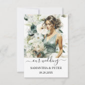 Dusty Blue Eucalyptus Greenery RSVP Karte (Vorderseite)