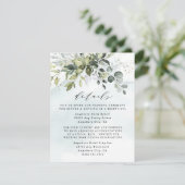 Dusty Blue Eucalyptus Greenery Succulent Wedding Begleitkarte (Stehend Vorderseite)