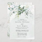 Dusty Blue Eucalyptus Greenery Succulent Wedding Einladung (Vorne/Hinten)