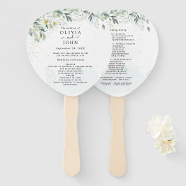 Dusty Blue Eucalyptus Greenery Succulent Wedding Fächer