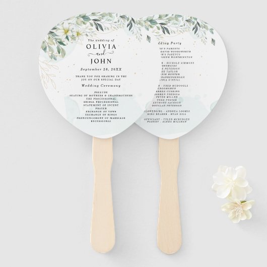 Dusty Blue Eucalyptus Greenery Succulent Wedding Fächer (Vorne und Hinten)