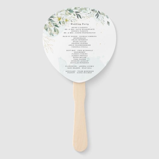 Dusty Blue Eucalyptus Greenery Succulent Wedding Fächer (Rückseite)