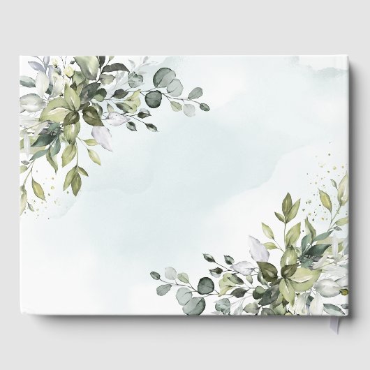 Dusty Blue Eucalyptus Greenery Succulent Wedding Gästebuch (Rückseite)
