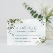 Dusty Blue Eucalyptus Greenery Succulent Wedding RSVP Karte (Stehend Vorderseite)