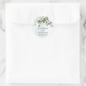 Dusty Blue Eucalyptus Greenery Succulent Wedding Runder Aufkleber (Tasche)
