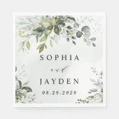 Dusty Blue Eucalyptus Greenery Succulent Wedding Serviette (Vorderseite)