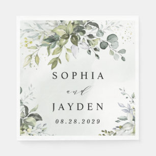 Dusty Blue Eucalyptus Greenery Succulent Wedding Serviette