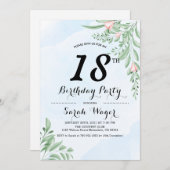 Dusty Blue Eucalyptus Greenery Sweet 18. Geburtsta Einladung (Vorne/Hinten)