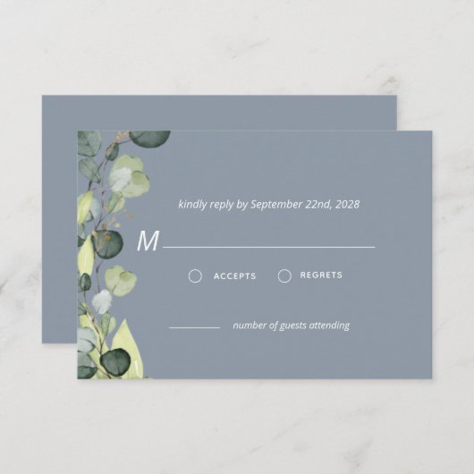 Dusty Blue Eucalyptus Greenery UAWG Simple Einladung (Vorne/Hinten)