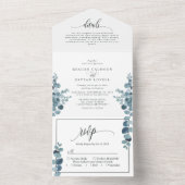 Dusty Blue Eucalyptus Greenery Wedding All In One Einladung (Innen Boden)
