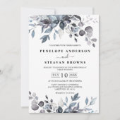 Dusty Blue Eucalyptus Greenery Wedding Einladung (Vorderseite)