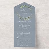 Dusty Blue Eucalyptus Greenery Wedding Elegant All In One Einladung (Innen Boden)