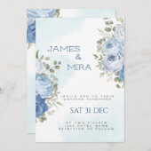 Dusty Blue Eucalyptus Greenery Wedding I Einladung (Vorne/Hinten)