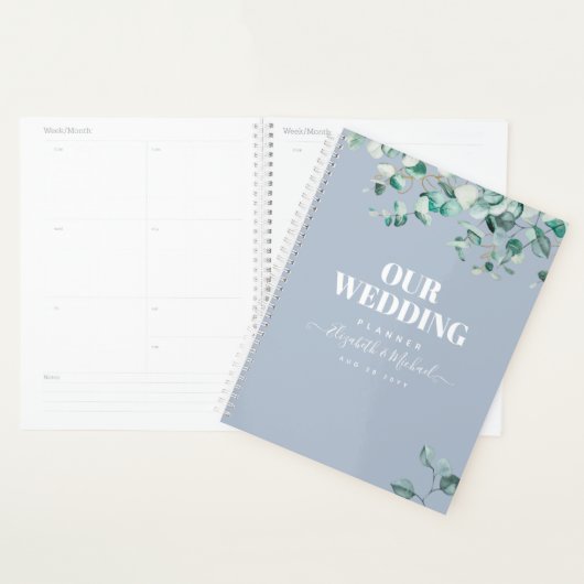 Dusty Blue Eucalyptus Greenery WEDDING Planning Planer (Anzeige)
