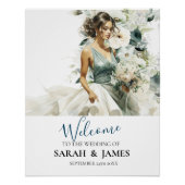 Dusty Blue Eucalyptus Greenery Wedding Poster (Vorderseite)