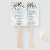 Dusty Blue Eucalyptus Greenery Wedding Programs Fächer (Vorne und Hinten)