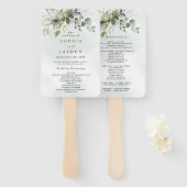 Dusty Blue Eucalyptus Greenery Wedding Programs Fächer (Vorne und Hinten)