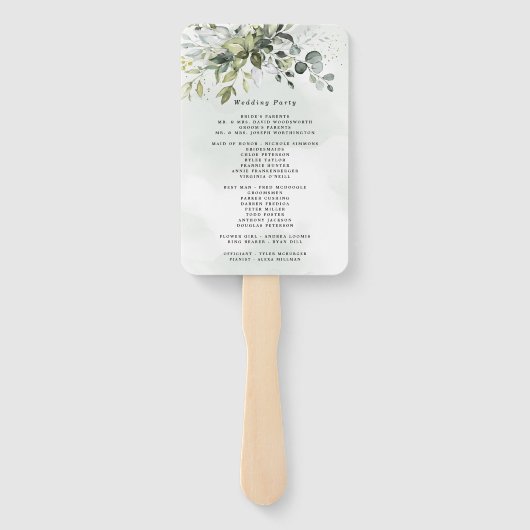 Dusty Blue Eucalyptus Greenery Wedding Programs Fächer (Rückseite)