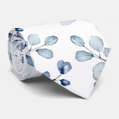 Dusty Blue Eucalyptus Greenery Wedding White Krawatte (Gerollt)