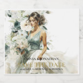 Dusty Blue Eucalyptus Greeney Wedding Schaumweinetikett (Einzelnes Label)