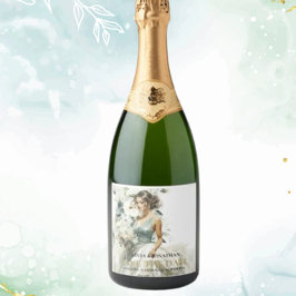 Dusty Blue Eucalyptus Greeney Wedding Schaumweinetikett